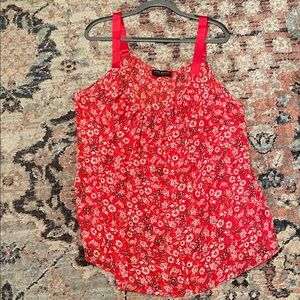 Lane Bryant Red Floral Camisole with Adjustable Straps
